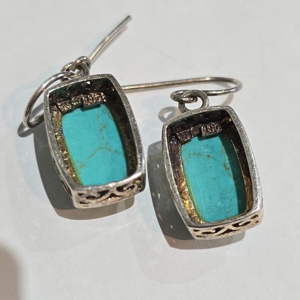 Set of  Mexican 925 Sterling silver Turquoise ring & Earrings - Picture 2 of 10